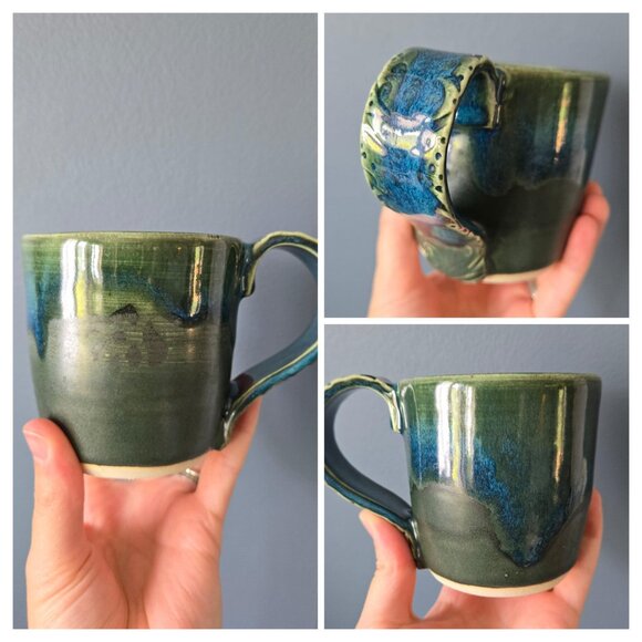 Mismatched Set of Vintage Mugs Pottery & Mass Produced Pandas, 70s Mod Floral - Picture 6 of 9